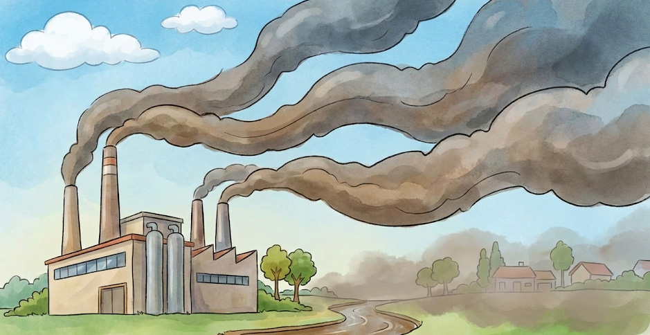 기업: 공장에서 나오는 연기를 줄이지 않았어요.