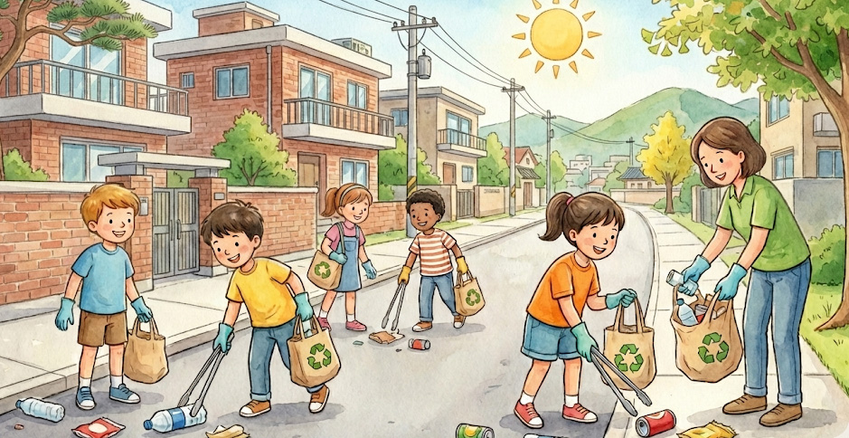 동네 쓰레기 줍깅