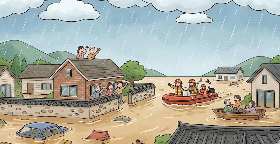 무더운 날씨 속에서 밖에서 일하는 사람들은 힘들어요.